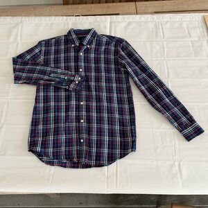 Tailorbyrd Big Boys 18 Plaid LS Button up Button Collar Dress Shirt Blue Red